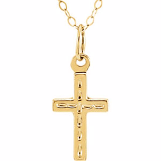 19541:246831:P 14kt Yellow Cross 15" Youth Necklace