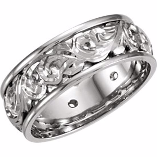 50373:271348:P 14kt White Hand Engraved Band Size 10.5
