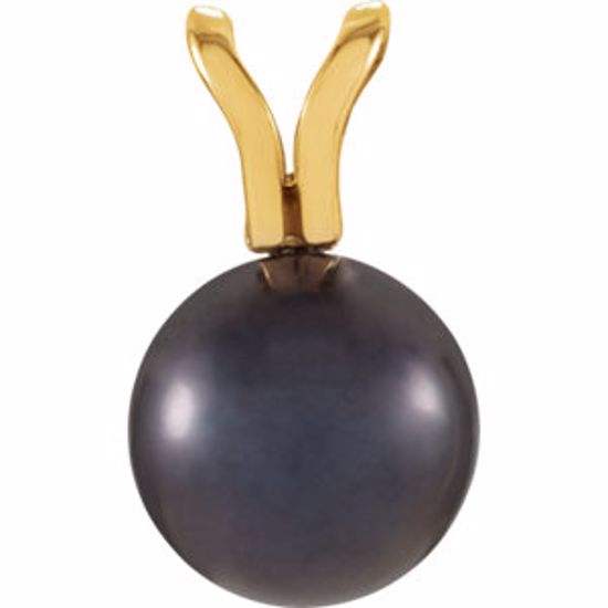 61620:252340:P 14kt Yellow 6mm Black Akoya Pearl Pendant