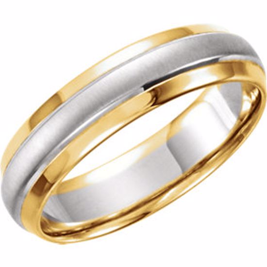 50243:254507:P 14kt Yellow & White 6mm Step-Edge Band Size 7.5