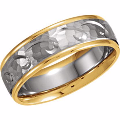 50316:266720:P 14kt White & Yellow 6.75mm Design Band Size 5