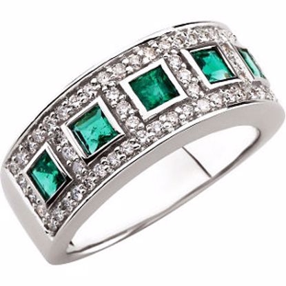 62801:276579:P 14kt White Emerald & 3/8 CTW Diamond Ring