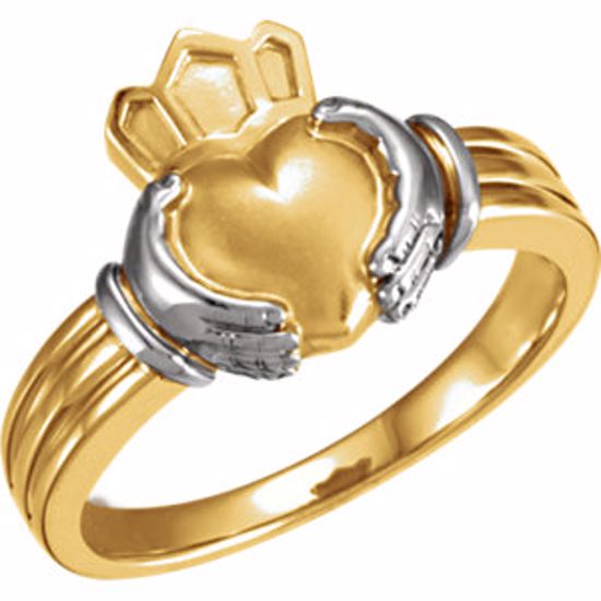 50349:278559:P 14kt Yellow & White Gent's Claddagh Ring

