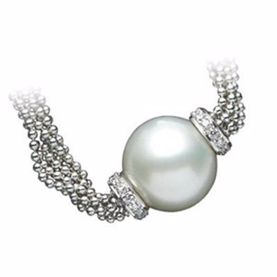 62907:283019:P  South Sea Cultured Pearl & Diamond Necklace