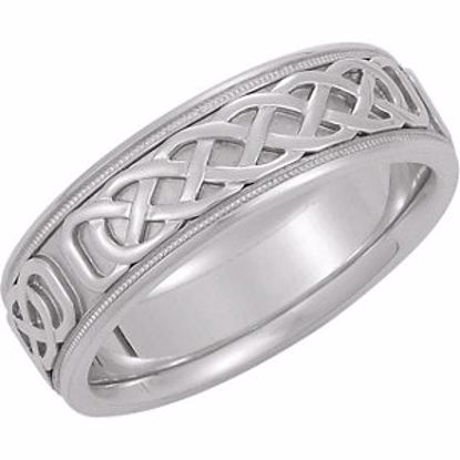 50518:298951:P 14kt White 7mm Celtic Inspired Band Size 12.5