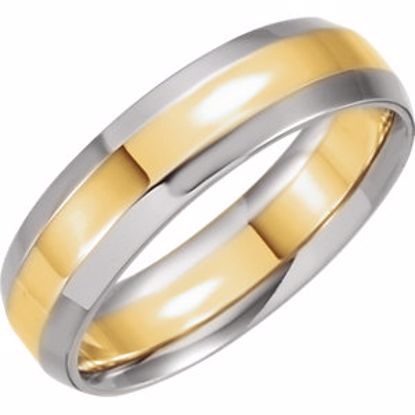 5793:115433:P 18kt Yellow & Platinum 8mm Comfort-Fit Beveled Edge Band Size 7