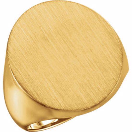 9600:123834:P 14kt Yellow 22x20mm Men's Signet Ring with Brush Finish