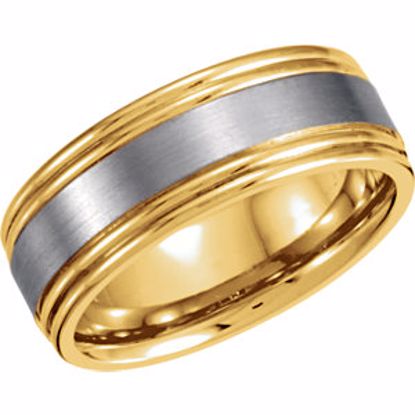 5851:132907:P 18kt Yellow & Platinum 7mm Design Band Size 10
