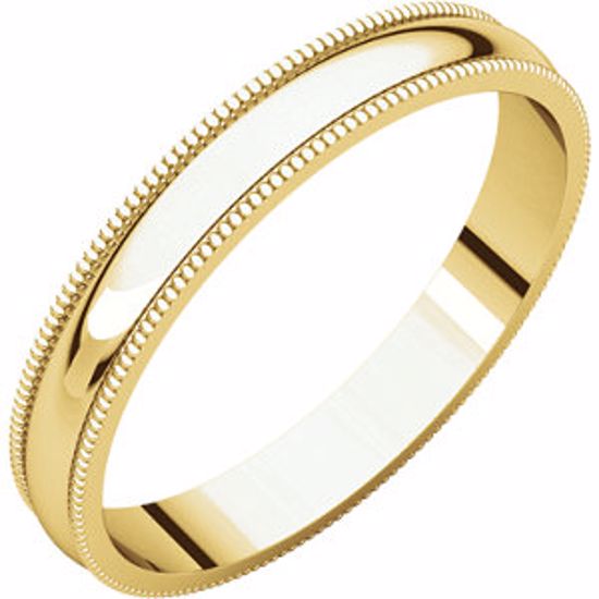 MGL8.5:143459:P 10kt Yellow 3mm Light Milgrain Band