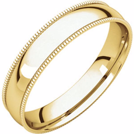 MGRL12.5:143238:P 10kt Yellow 4mm Light Comfort Fit Milgrain Band 