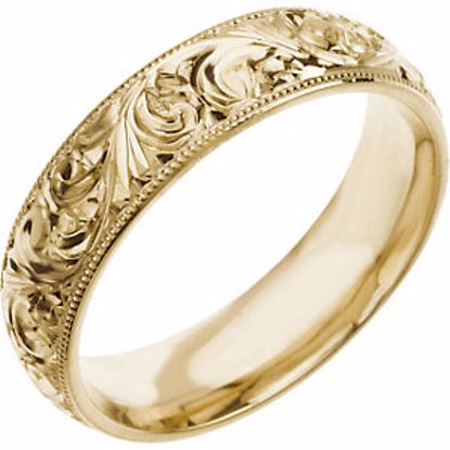 50061:144957:P 14kt Yellow 6mm Hand Engraved Band Size 10