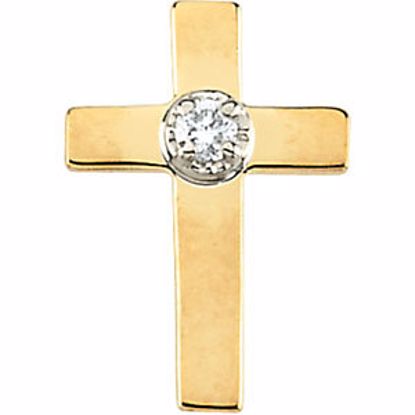 R16740:163710:P 14kt Yellow & White 11x8mm .02 CTW Diamond Cross Lapel Pin