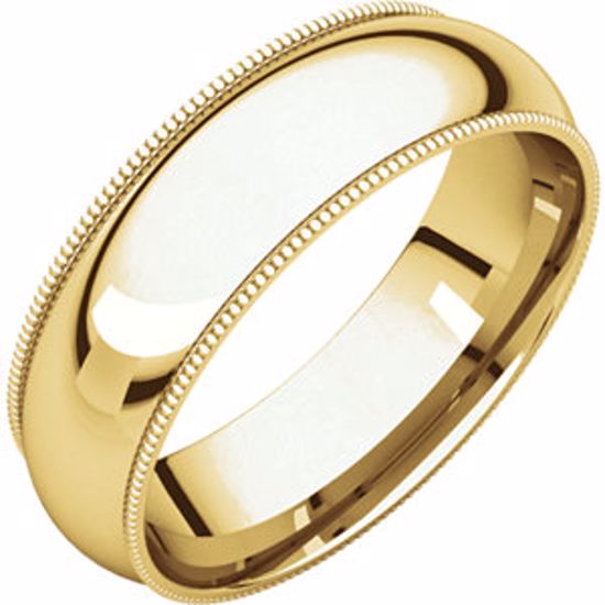 MGR13.5:165001:P 10kt Yellow 6mm Milgrain Comfort Fit Band