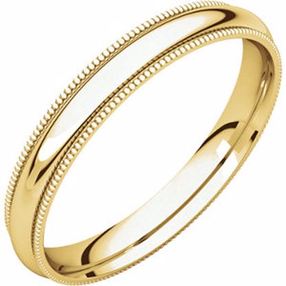 MGR13:164989:P 10kt Yellow 3mm Milgrain Comfort Fit Band