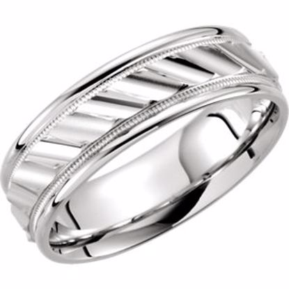 50181:235906:P 14kt White 6.75mm Grooved Design Band Size 10.5