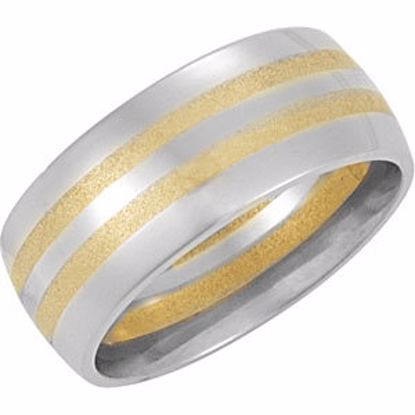 50177:235180:P 14kt White & Yellow 8mm Band Size 9