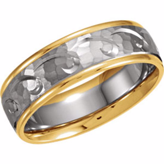 50316:266729:P 14kt White & Yellow 6.75mm Design Band Size 7
