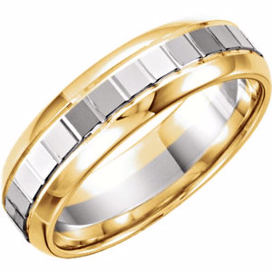 50252:254677:P 14kt Yellow & White 6mm Design Band Size 5
