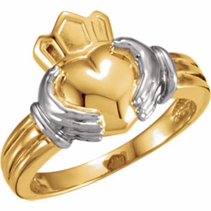 50349:278548:P 10kt Yellow & White Ladies Claddagh Ring
