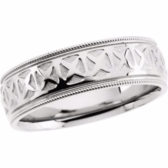 50470:287439:P 14kt White 7.25mm Design Band Size 5 