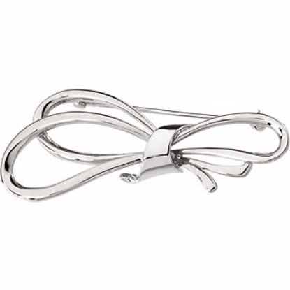 8532:38208:P 14kt White 59x23mm Bow Design Brooch