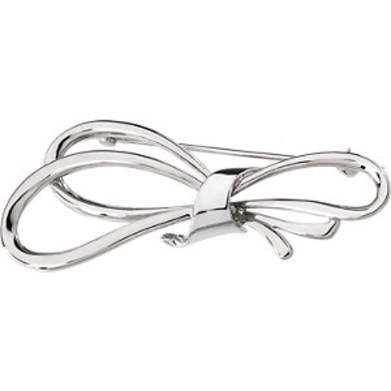 8532:38208:P 14kt White 59x23mm Bow Design Brooch