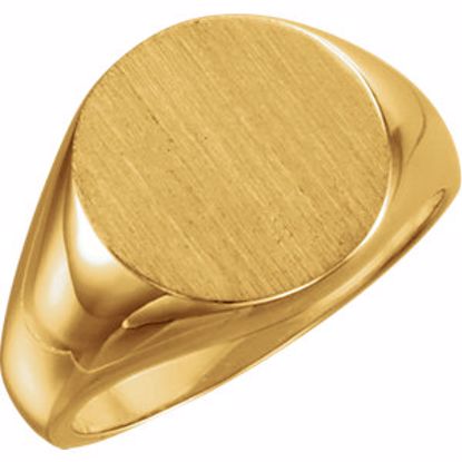 9130:89664:P 18kt Yellow 15mm Men's Signet Ring with Brush Finish
