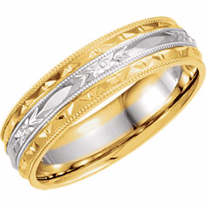 5838:132827:P 14kt Yellow & White 6mm Comfort-Fit Design Band Size 10