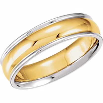 5976:142008:P 14kt Yellow & White 6mm Comfort-Fit Band Size 9.5