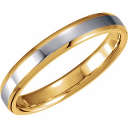 5981:142594:P 18kt Yellow & Platinum 4mm Comfort-Fit Beveled Edge Band Size 10.5