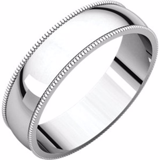 MGL15:142849:P 14kt White 5mm Light Milgrain Band