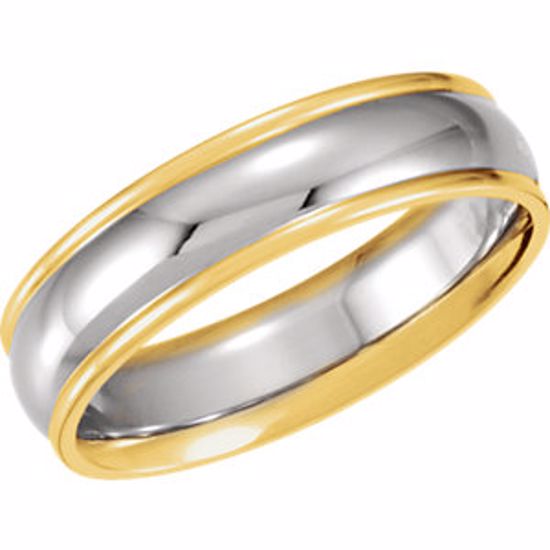 5975:141990:P 14kt White & Yellow 6mm Comfort Fit Band Size 10