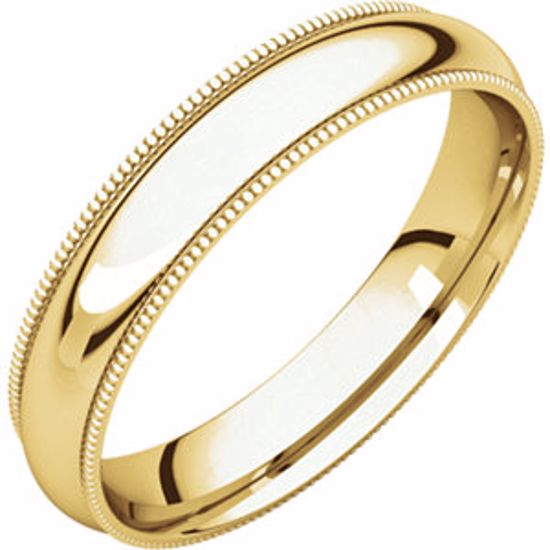 MGR10.5:143457:P 10kt Yellow 4mm Milgrain Comfort Fit Band