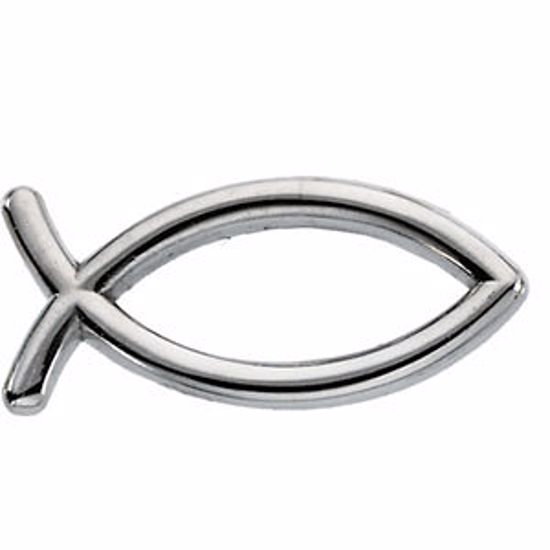 R16738:165850:P 14kt White 7.5x16.5mm Fish Lapel Pin