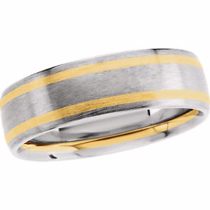 50073:178989:P 14kt White & Yellow 7mm Comfort-Fit Band Size 10.5