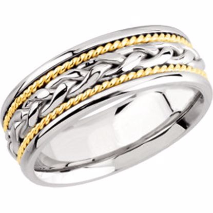 50047:212183:P 14kt White & Yellow 8mm Comfort-Fit Hand-Woven Band Size 8.5