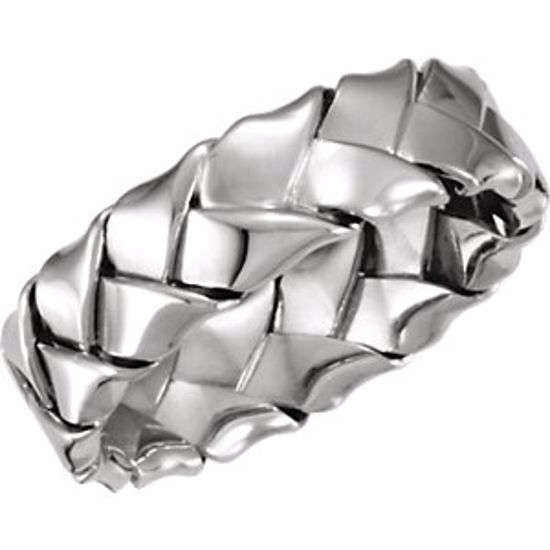 50052:217029:P Platinum 6mm Hand Woven Band Size 9.5