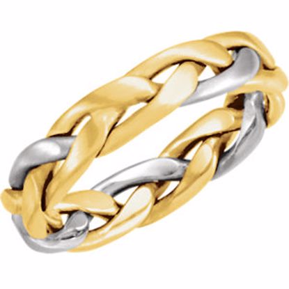 50129:216783:P 14kt Yellow & White 4.5mm Hand Woven Band Size 7.5