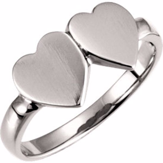 4193:226215:P Platinum Double Heart Signet Ring