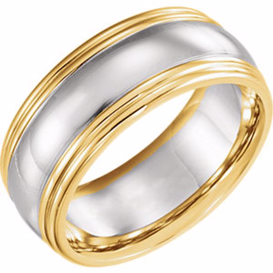 5968:221586:P 18kt Yellow & Platinum 8mm Design Band Size  11