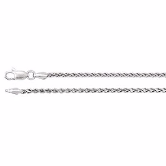 CH521:242121:P 14kt White 2mm Diamond Cut Wheat 7" Chain
