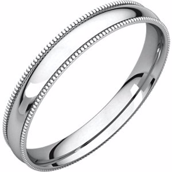 MGRL7:260619:P Platinum 3mm Light Comfort Fit Milgrain Band 