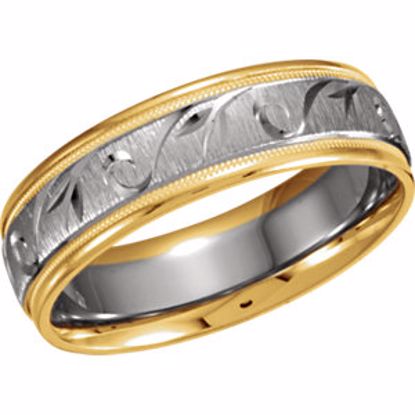 50315:266763:P 14kt White & Yellow  6.75mm Design Band Size 5
