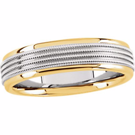 50473:288513:P 14kt Yellow & White 6mm Milgrain Band Size 11