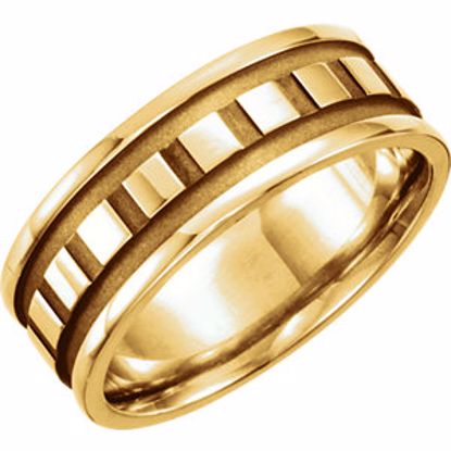 50472:287487:P 14kt Yellow 7.75mm Design Band Size 8