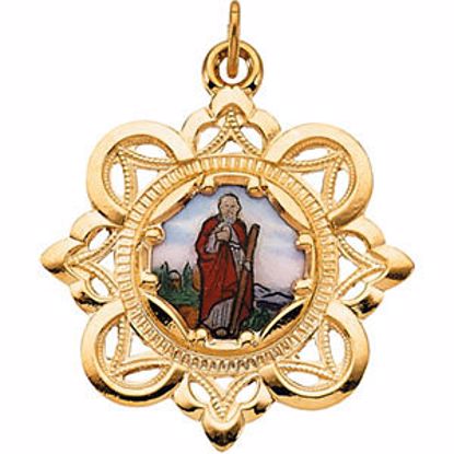 R41458:304438:P 10kt Yellow 25.75x25.75mm St. Jude Framed Enamel Pendant