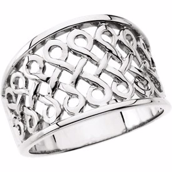 5178:6331:P 14kt White Infinity-Inspired Woven Design Band