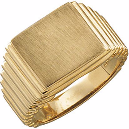 9123:8574:P 14kt Yellow 14x13mm Square Signet Ring