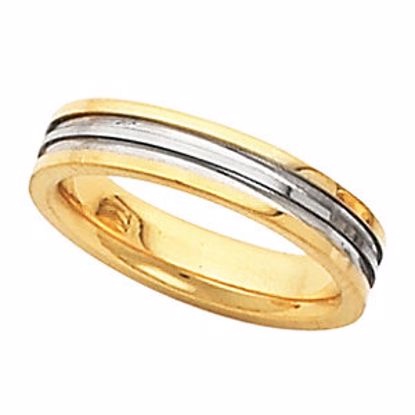 5697:104923:P 18kt Yellow & Platinum 4mm Comfort-Fit Grooved Band Size 7