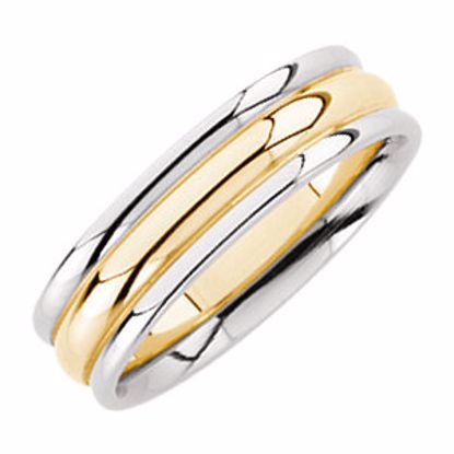 5641:127976:P 14kt White & Yellow 6mm Comfort-Fit Fluted Band Size 10.5